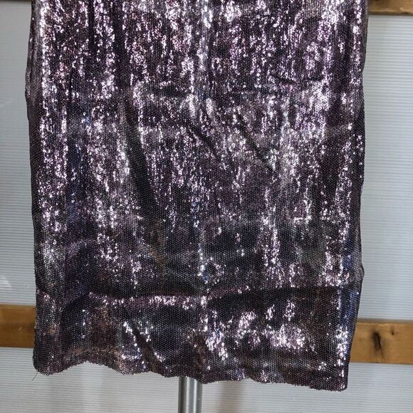 Linea DOMANI Sequin Animal Print Purple Sleeveless Dress Sz 8 /‎ 10 - Picture 7 of 8